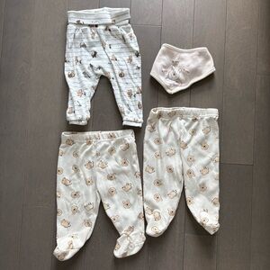 Disney Baby Winnie the Pooh 3 Pants 3-6M + Bib